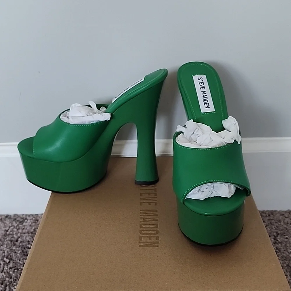 Steve Madden Bristal slip on green platform shoes-6 - Picture 1 of 11